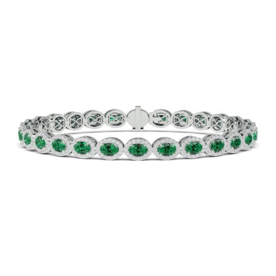 12.30ct Elegant Diamond and Emerald Tennis Bracelet