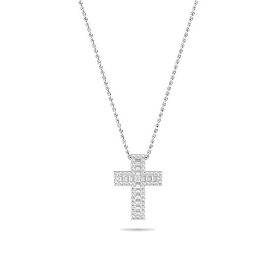 2.30ct Classic Round and Baguette Diamond Cross Pendant