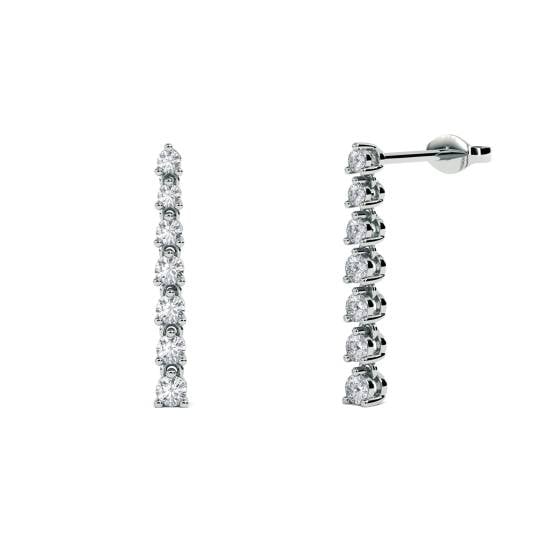 Modern Round Diamond Drop Earrings