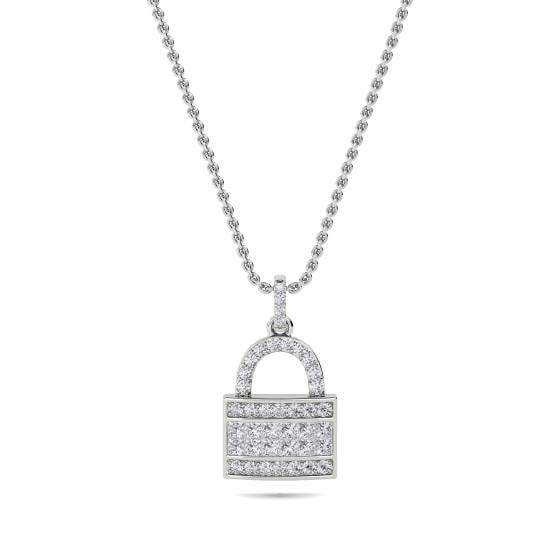 0.60ct Cluster Round Diamond Designer Padlock Pendant