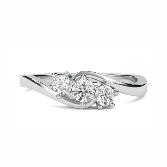 SDMT03257 Crossover Round Diamond Trilogy Ring