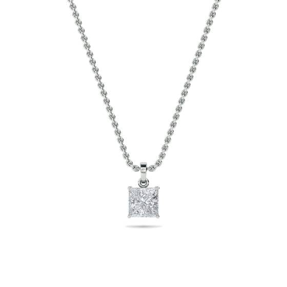Classic Princess Diamond Solitaire Pendant