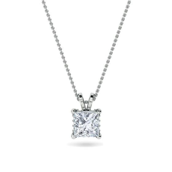 Princess Diamond Halo Pendant