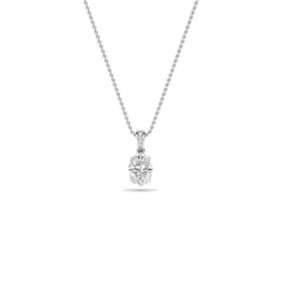 Modern Oval and Round Diamond Pendant