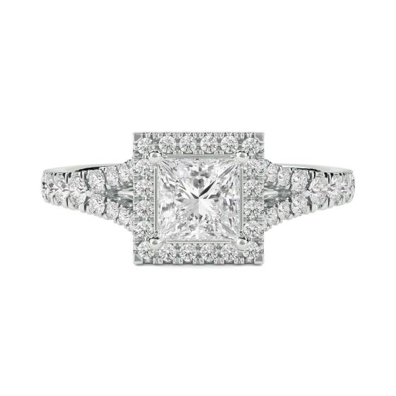 Princess Diamond Single Halo Shoulder Set Ring