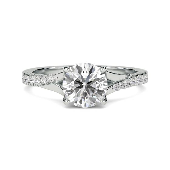 Stylish Round Shoulder Set Diamond Engagement Ring