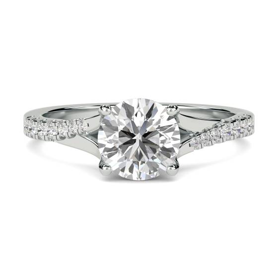 Stylish Round Shoulder Set Diamond Engagement Ring