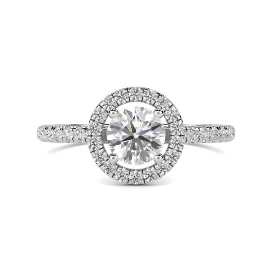 Round Diamond Single Halo Shoulder Set Ring