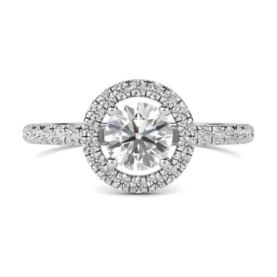 Round Diamond Single Halo Shoulder Set Ring