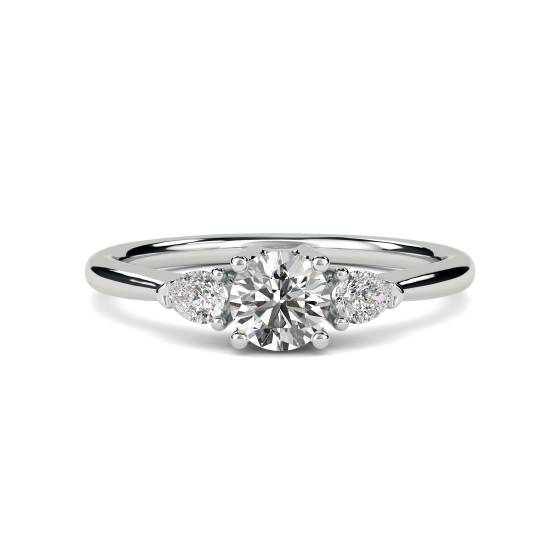 Round and Pear Diamond Trilogy Ring
