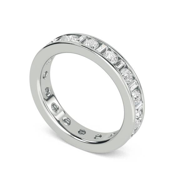 1.25ct Round and Baguette Diamond Full Eternity Ring