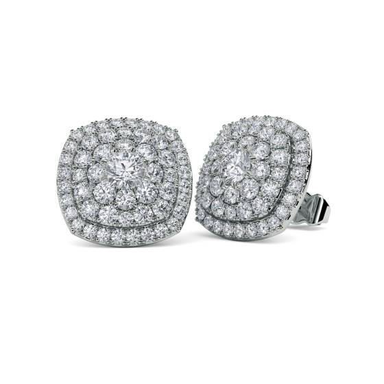 Round Diamond Cluster Earrings