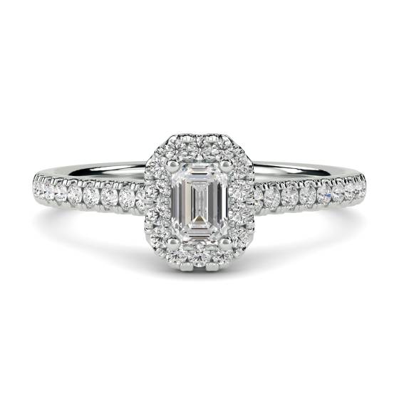 Emerald and Round Diamond Cluster Ring