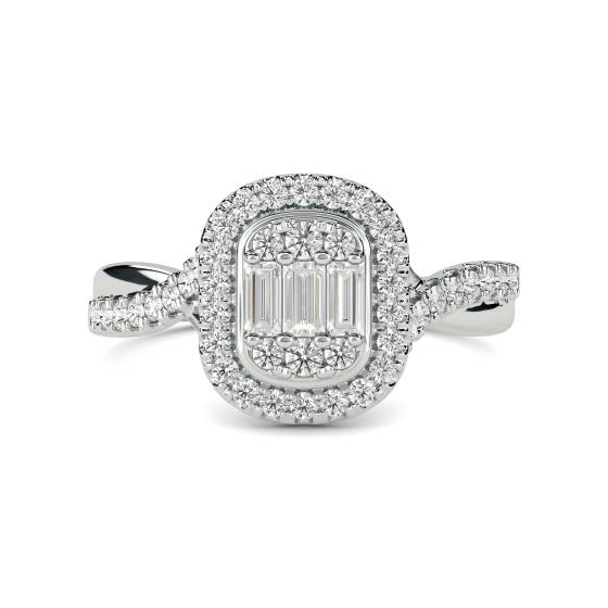 Baguette and Round Diamond Cluster Ring