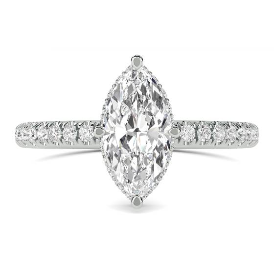 Marquise Diamond Hidden Halo Shoulder Set Ring