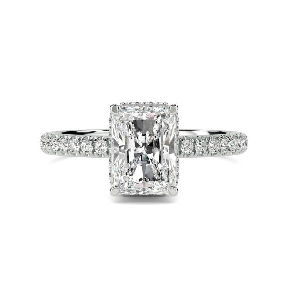 Radiant Diamond Hidden Halo Shoulder Set Ring