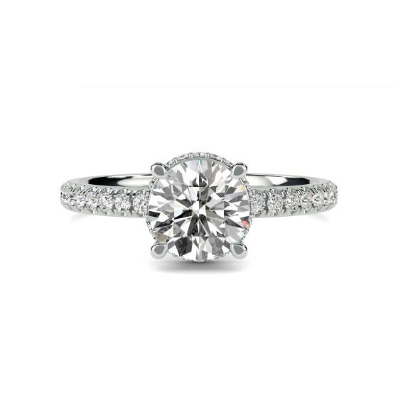 Round Diamond Low Set Hidden Halo Shoulder Set Ring