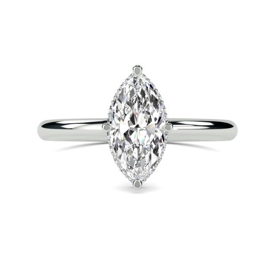 Marquise Diamond Low Set Hidden Halo Ring
