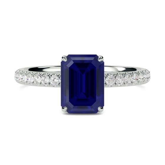 Emerald Blue Sapphire Gemstone Halo Ring
