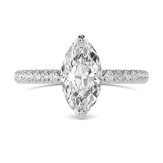 Marquise Diamond High Set Hidden Halo Shoulder Set Ring