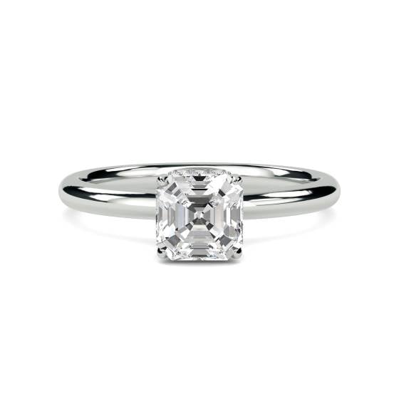 Asscher Diamond Hidden Halo Ring
