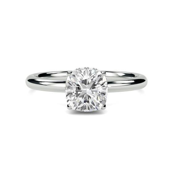 Cushion Diamond Hidden Halo Ring