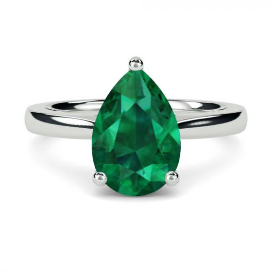 Fancy Emerald Green Pear Diamond Solitaire Ring