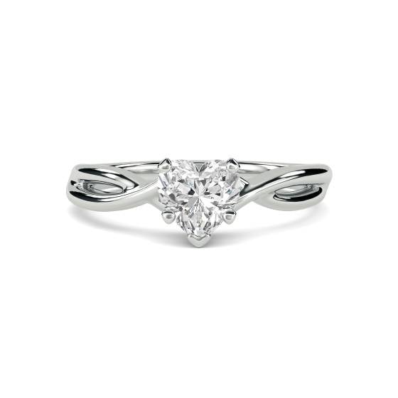 Modern Intertwined Heart Diamond Engagement Ring
