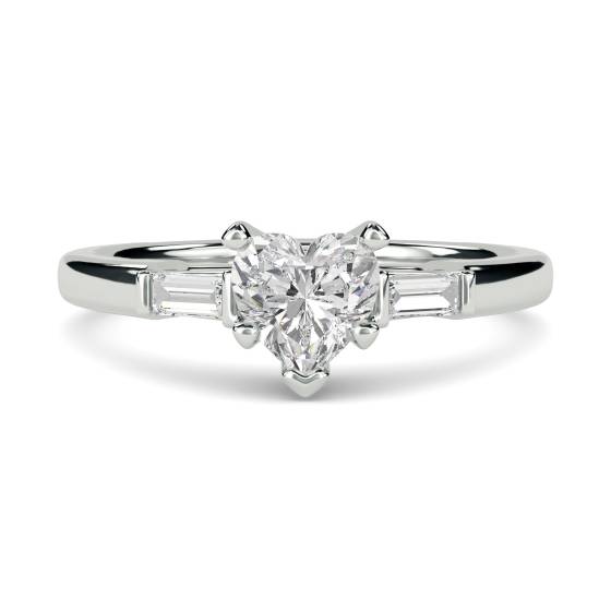 Modern Heart and Baguette Diamond Trilogy Ring