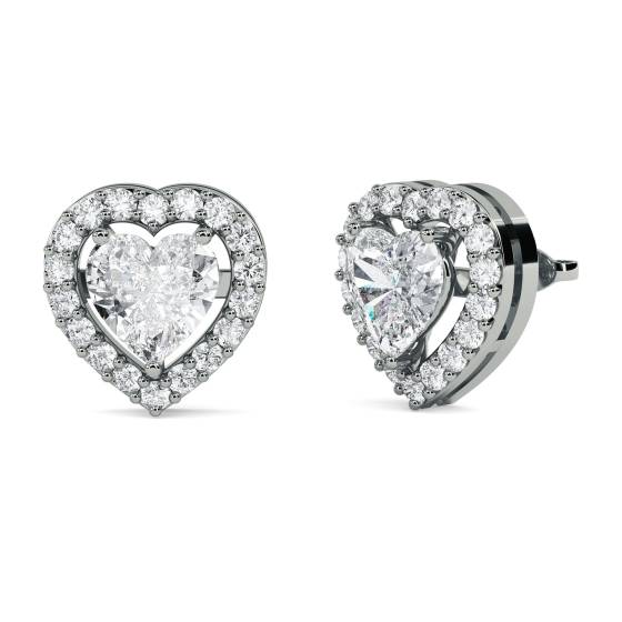 Heart Diamond Single Halo Earrings