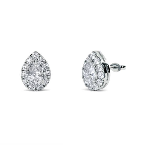 Pear Diamond Single Halo Earrings