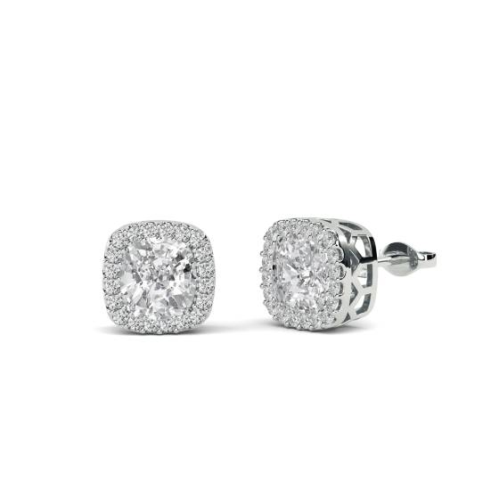Cushion Diamond Single Halo Earrings