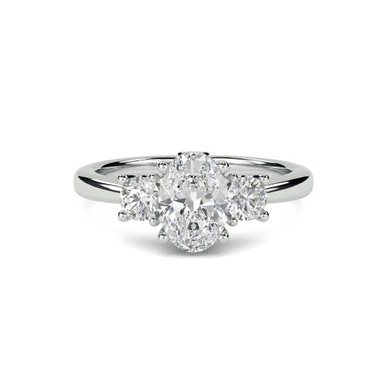 Oval and Round Diamond Trilogy Ring
