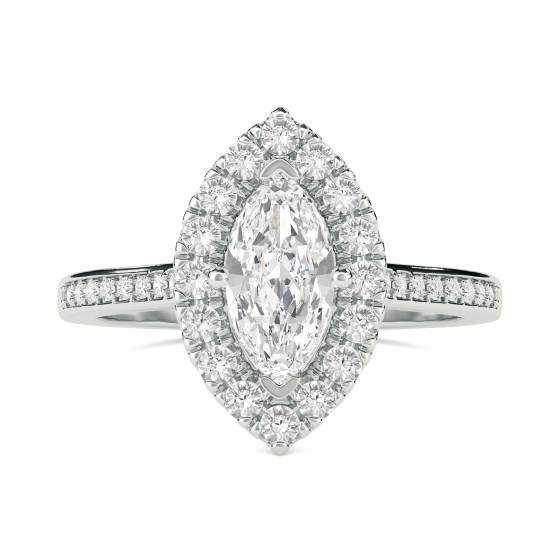 Marquise Diamond Single Halo Shoulder Set Ring