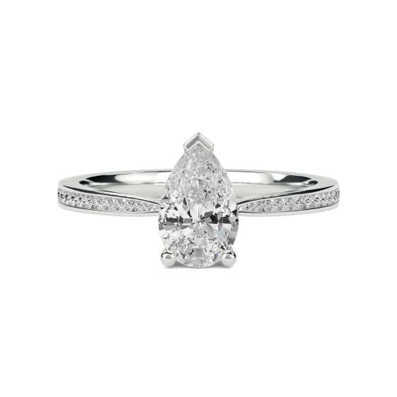 Pear Diamond Shoulder Set Ring