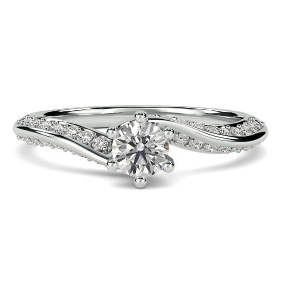 Round Diamond Shoulder Set Engagement Ring