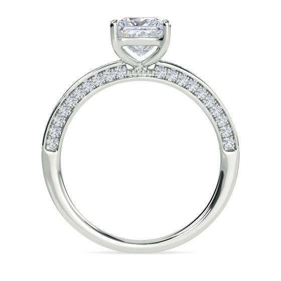 Unique Princess and Round Diamond Engagement Ring