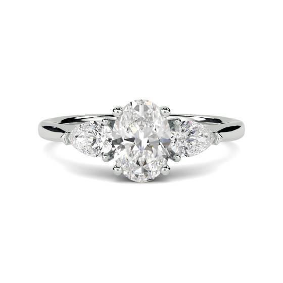 Traditional Oval and Pear Diamond Trilogy Ring