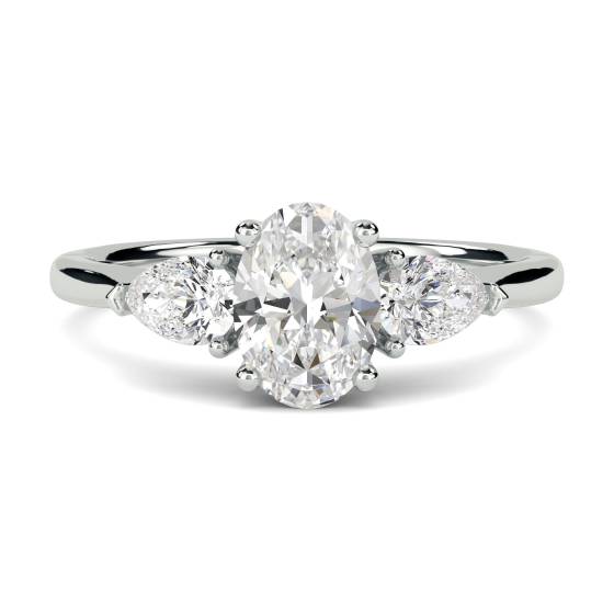 Traditional Oval and Pear Diamond Trilogy Ring