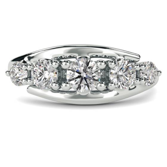 5 Stone Round Diamond Half Eternity Ring