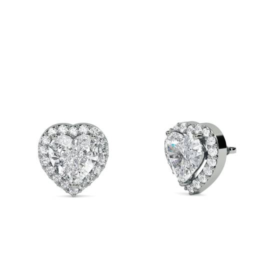 Heart Diamond Single Halo Earrings