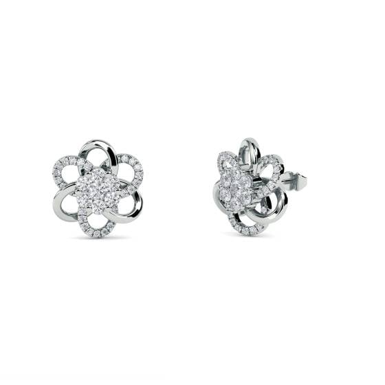 Round Diamond Designer Flower Earrings
