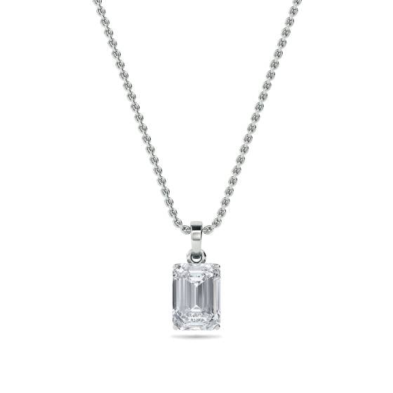 Modern Emerald Diamond Solitaire Pendant