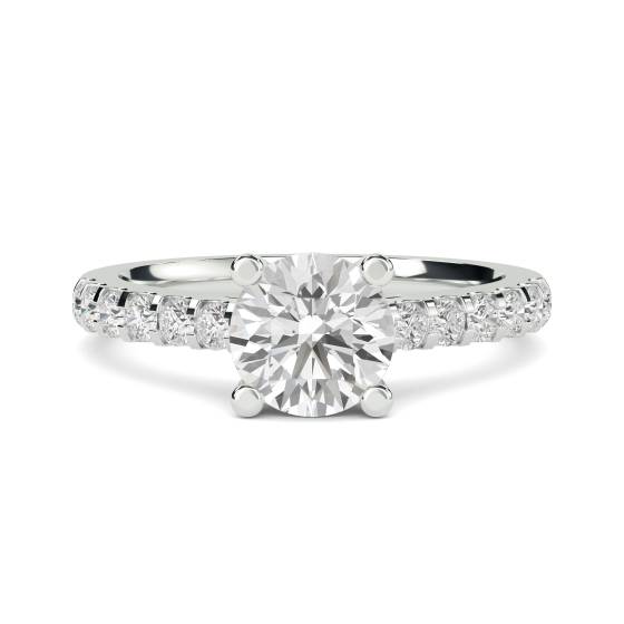 Round Shoulder Set Diamond Engagement Ring