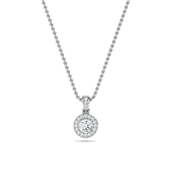 Round Diamond Single Halo Pendant