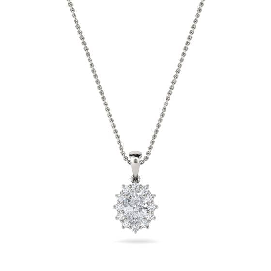 Oval Diamond Single Halo Pendant