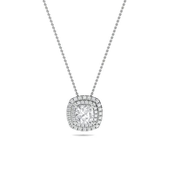 Cushion Shaped Diamond Single Halo Pendant