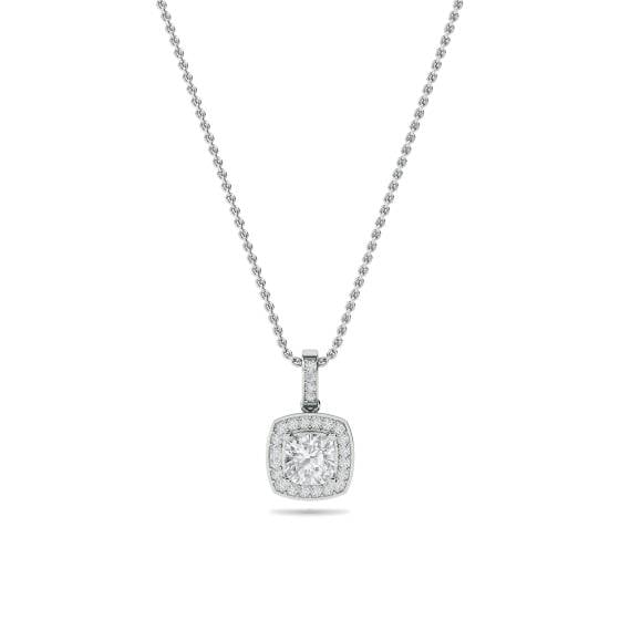 Cushion Shaped Diamond Single Halo Pendant