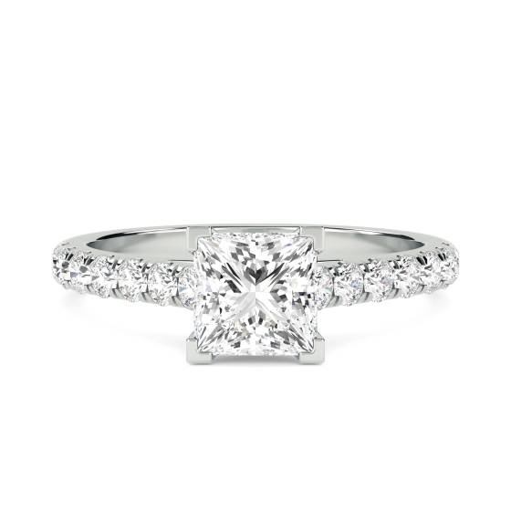 Princess Diamond Shoulder Set Ring