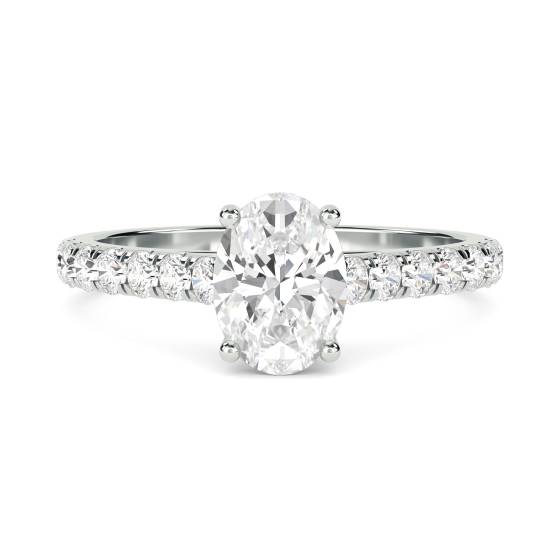 Oval Diamond Shoulder Set Ring